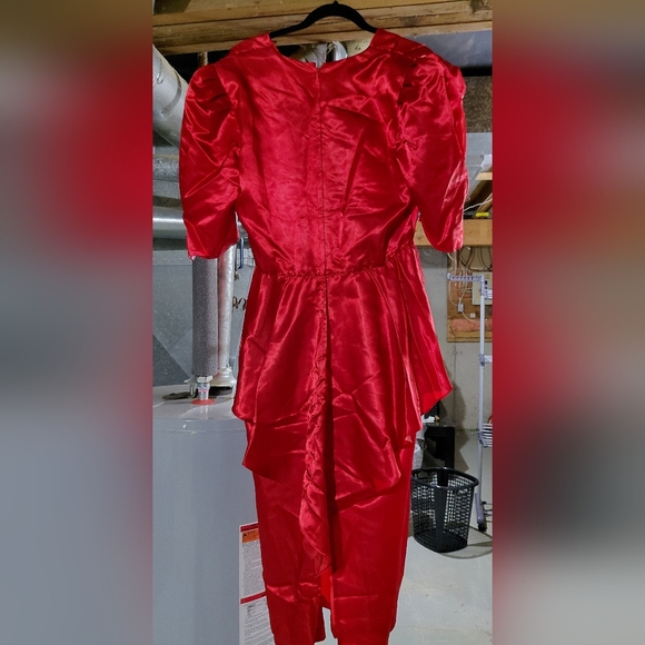 Vintage Red Satin Dress - Picture 2 of 4